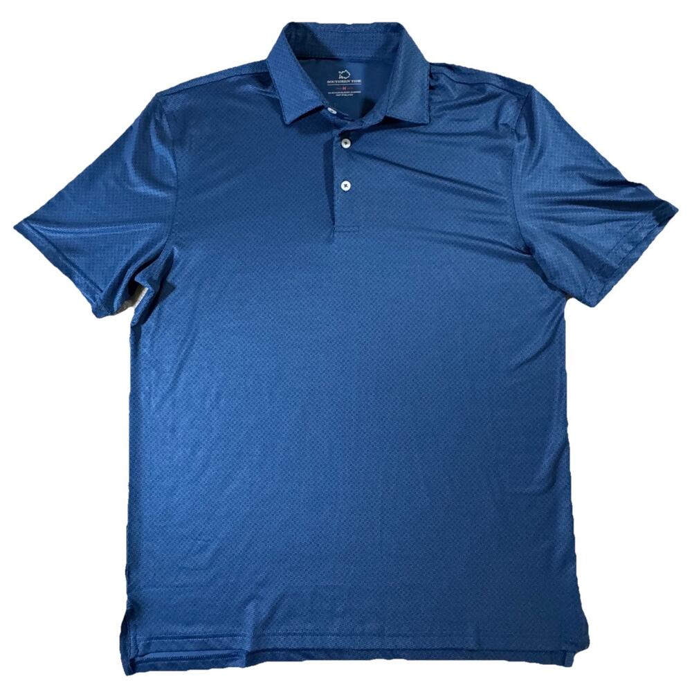 Southern Tide Men’s Blue Print Performance Polo Short Sleeve Size M